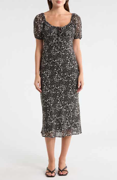 Melrose and Market Short Sleeve Chiffon Midi Dress