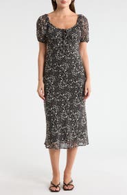 Melrose and Market Short Sleeve Chiffon Midi Dress
