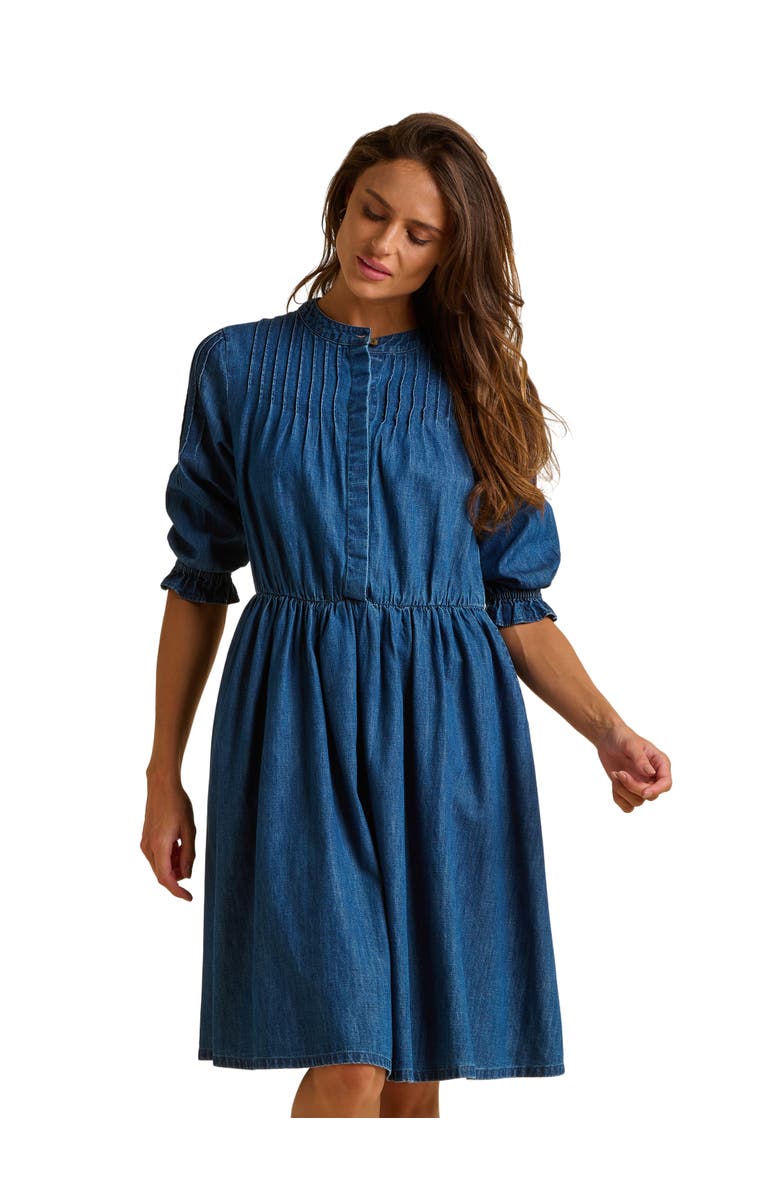 Brakeburn Icylyn 3/4 Sleeve Round Neck Midi Dress, Main, color, Blue