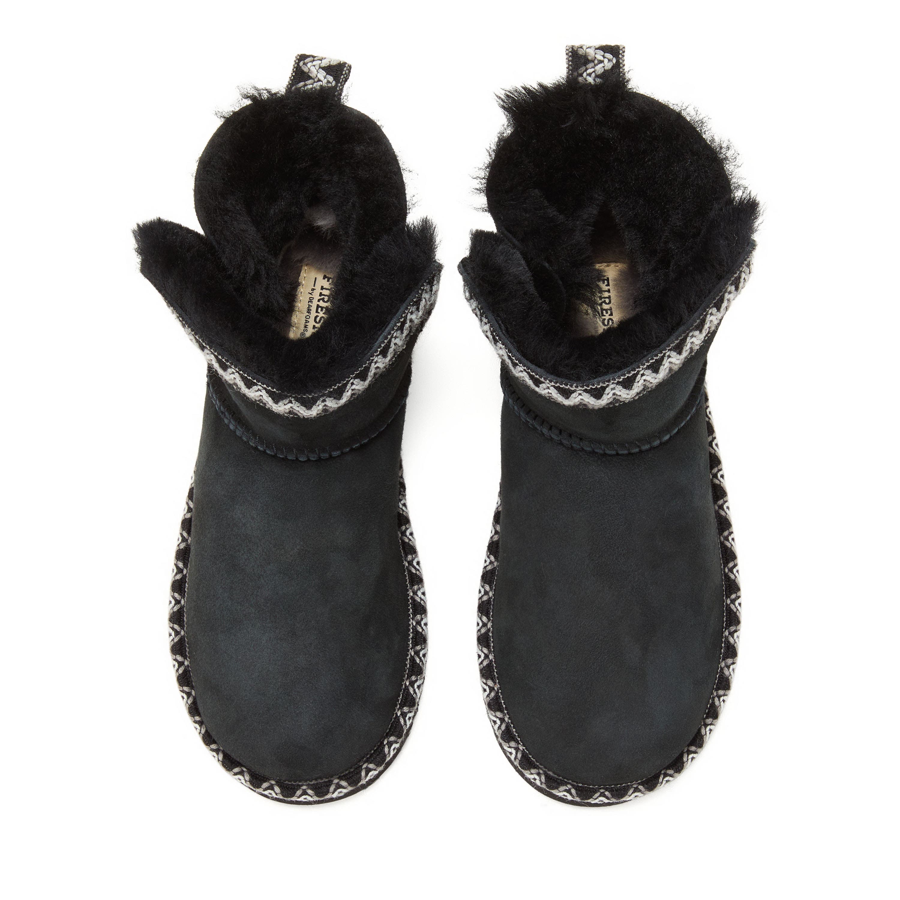 DEARFOAMS Fireside Perth Genuine Shearling Fold Down Bootie with Embroidery, Alternate, color, Black