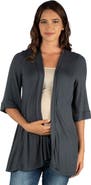 24seven Comfort Apparel Maternity Open Front Elbow Length Sleeve Cardigan