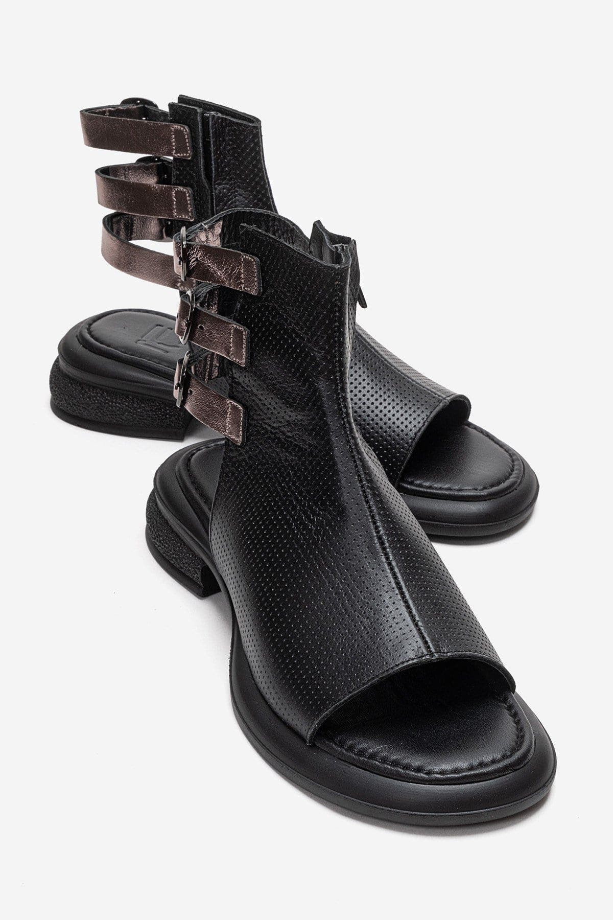 Forever & Always Shoes Carina Leather Side Zip Sandal, Main, color, Black