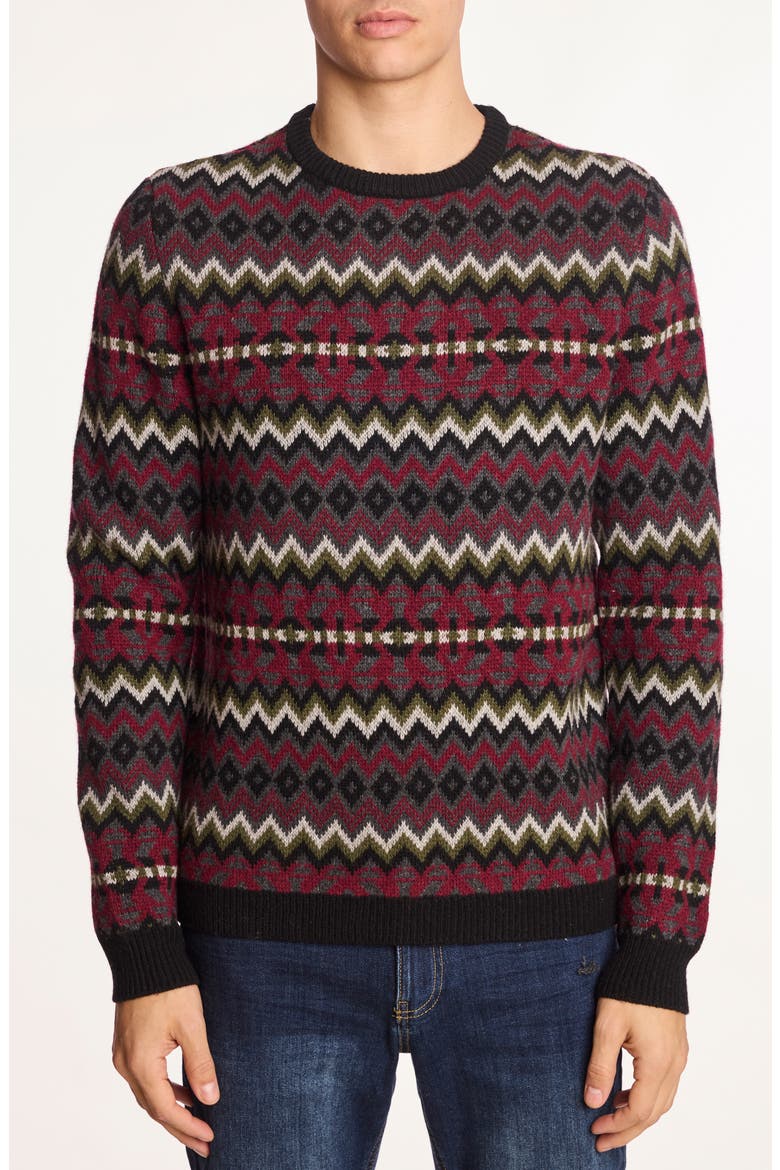 Chevron Crewneck Sweater, Main, color, BLACK CHERRIES