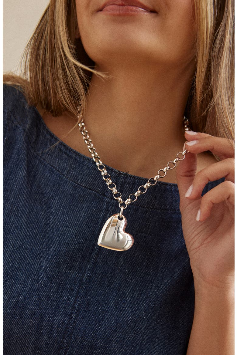 Millie Long Bubble Heart Necklace, Alternate, color, SILVER