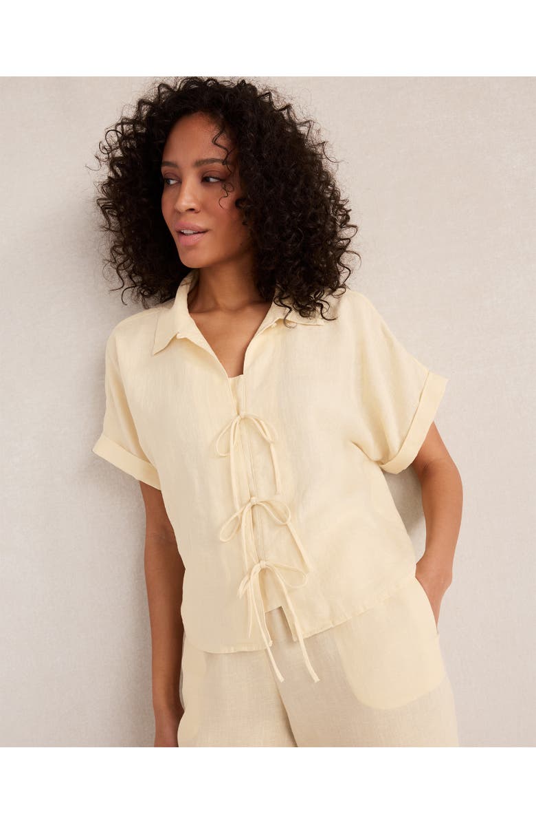 Haven Well Within Linen Tie-Front Top, Main, color, Corn Stalk