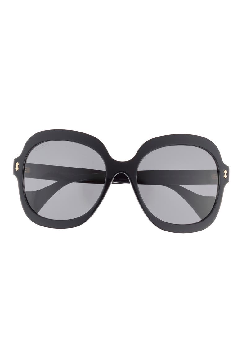 57mm Round Sunglasses, Main, color, BLACK BLACK GREY