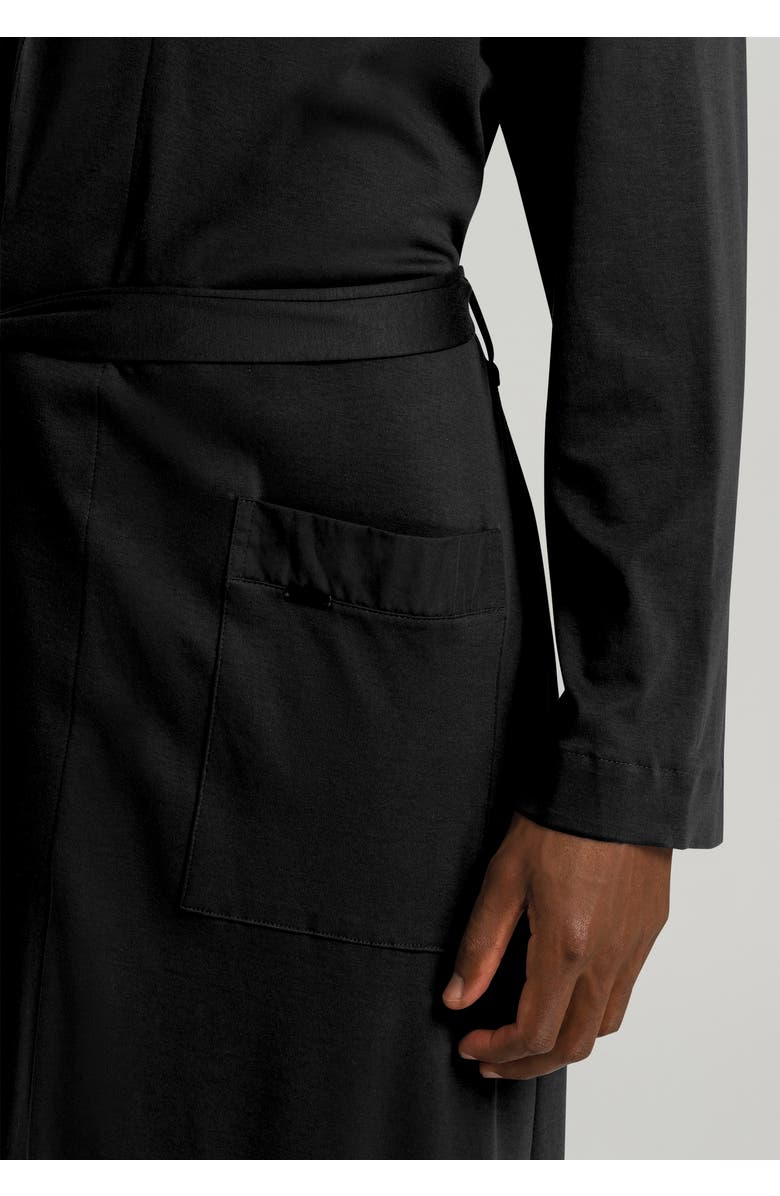 Hanro Night and Day Cotton Shawl Collar Robe, Alternate, color, Black