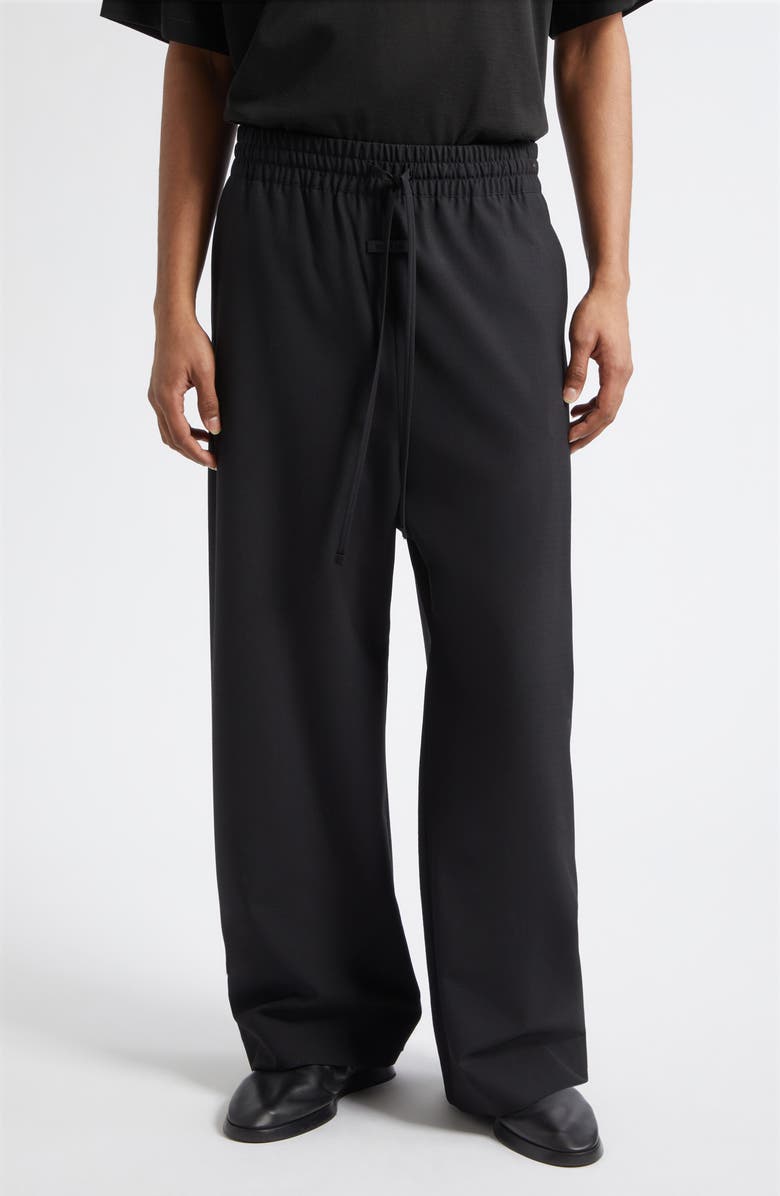 Fear of God Virgin Wool Wide Leg Drawstring Pants, Main, color, Black