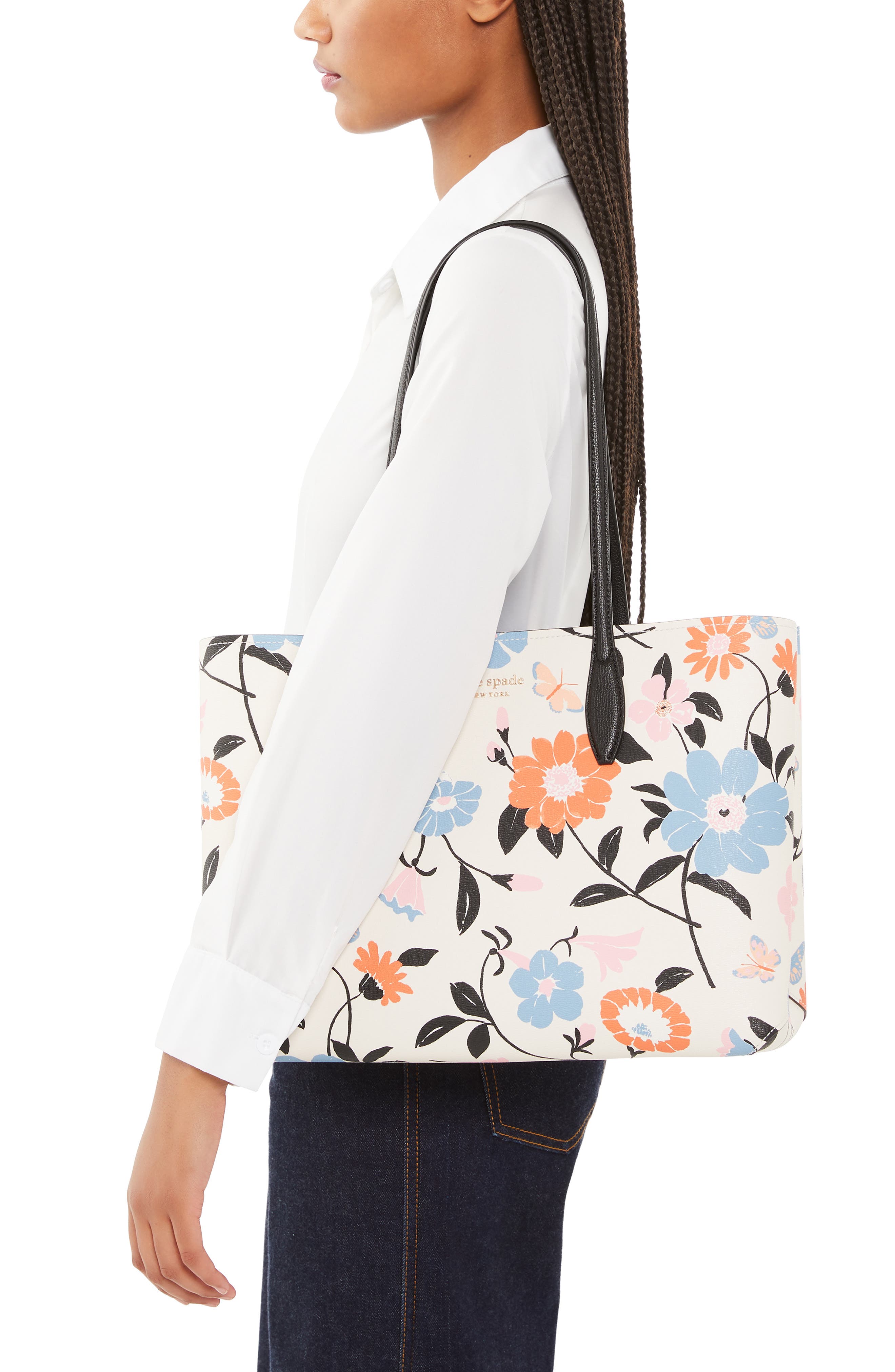 all day floral garden print pvc tote & pouch, Alternate, color, PARCHMENT MULTI