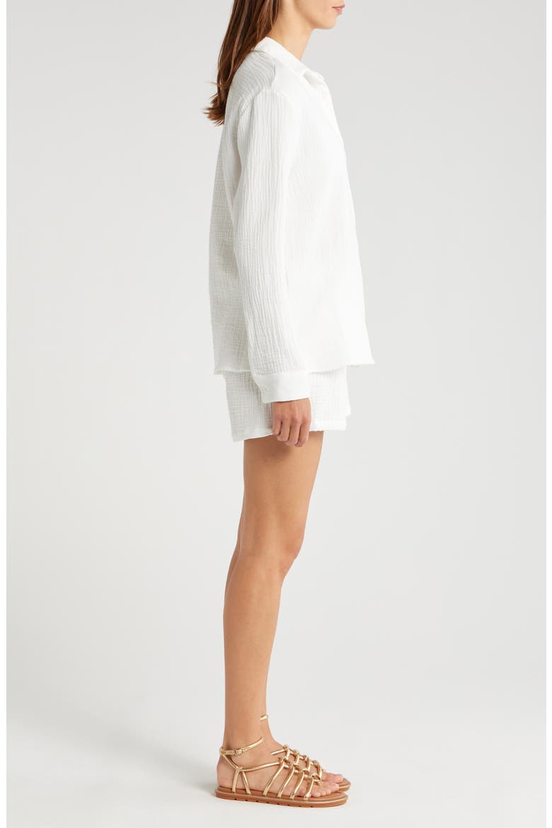 Double Gauze Shirt & Shorts Cover-Up Set, Alternate, color, WHITE
