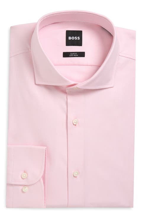 P-Hank Slim Fit Stretch Cotton Dress Shirt (Regular & Big)