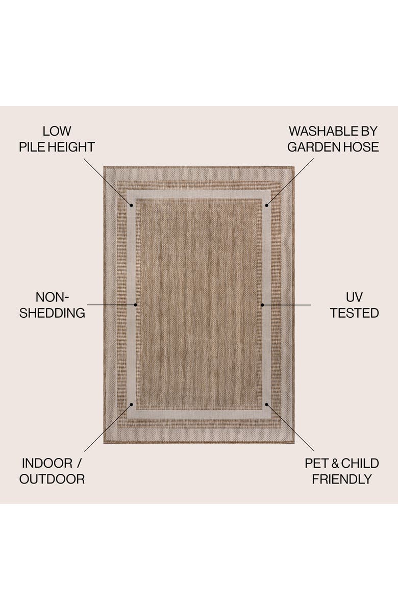 JONATHAN Y Dover Classic 3-Stripe Border Indoor/Outdoor Area Rug, Alternate, color, Beige/Cream