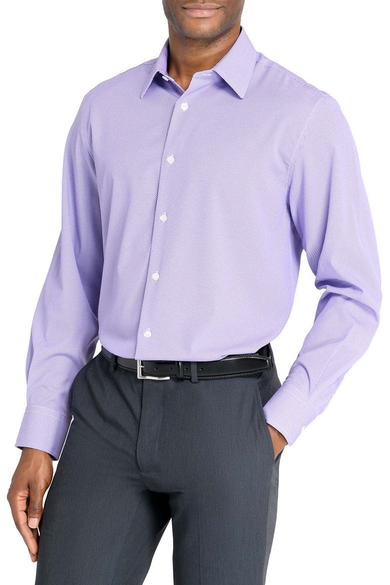 Regular Fit Geometric Print Performance Dress Shirt, Main, color, VIOLET