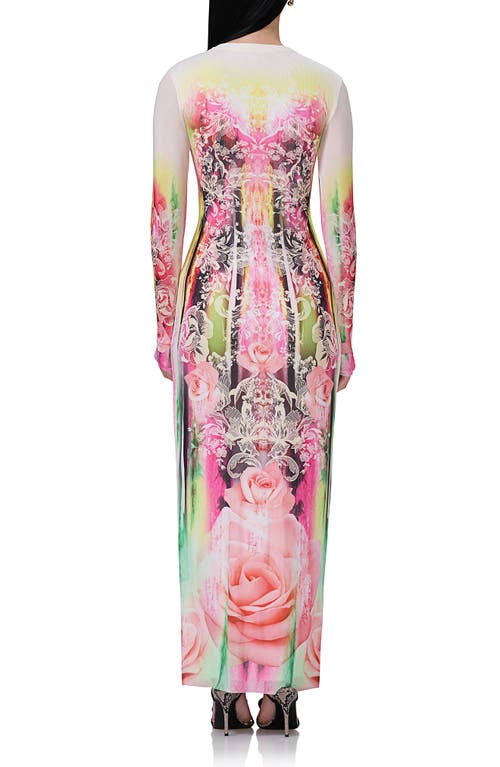 AFRM AFRM DIDI PRINTED LONG SLEEVE MESH MAXI DRESS 