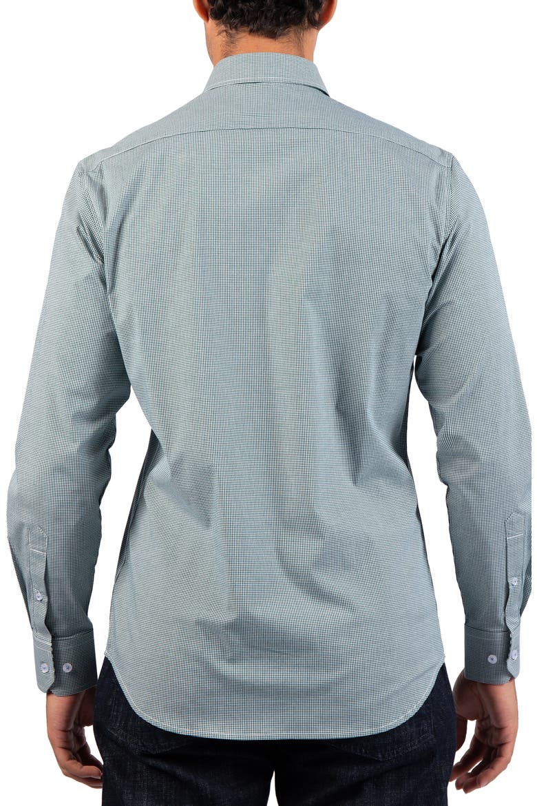 Micro Gingham Stretch Cotton Button-Up Shirt, Alternate, color, PINE