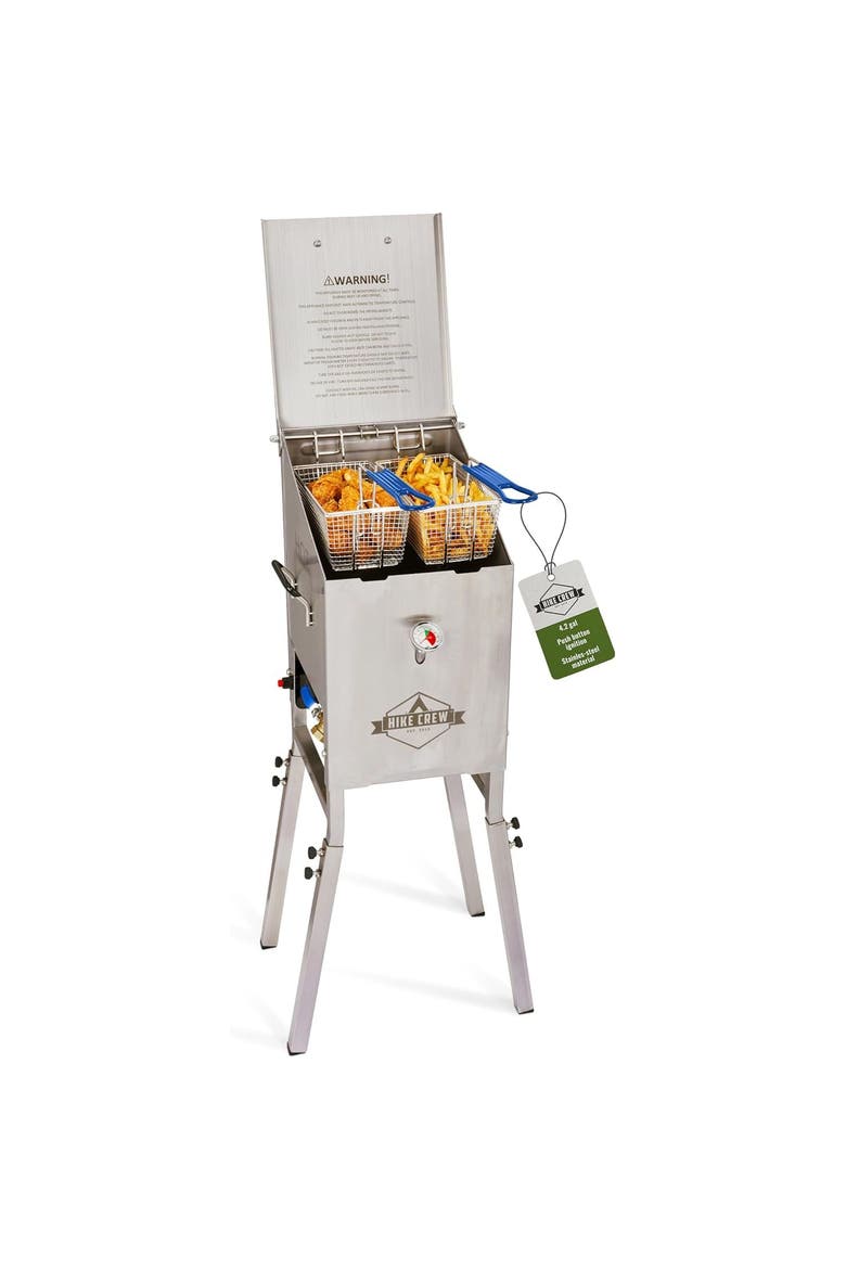 Outdoor 4-Gallon Propane Deep Fryer with Basket, 57000 BTU Outdoor Deep Fryer, Main, color, Silver