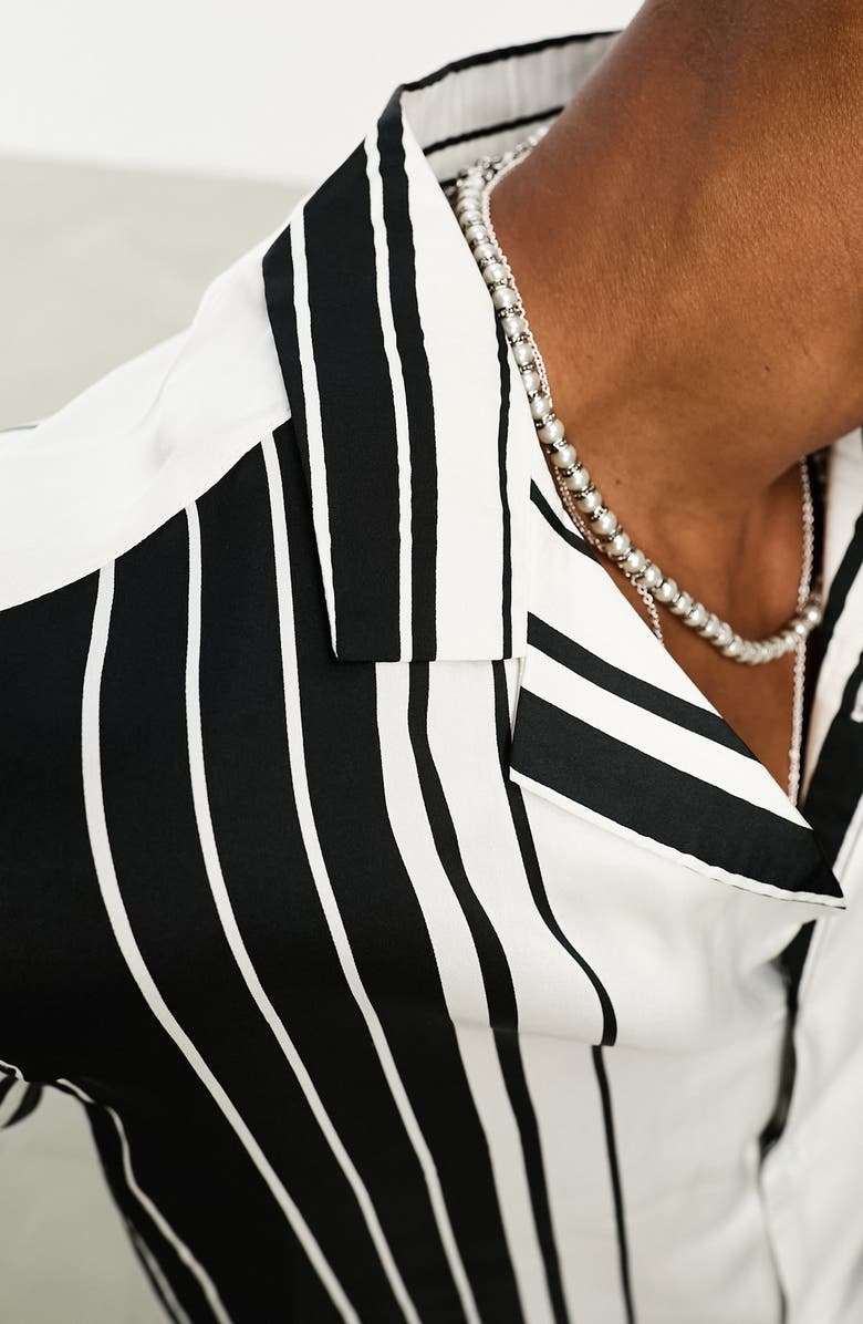ASOS DESIGN Relaxed Fit Stripe Satin Bowling Shirt, Alternate, color,
