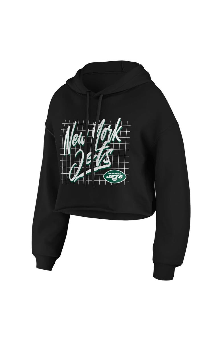 WEAR by Erin Andrews Women's WEAR by Erin Andrews Black New York Jets Domestic Cropped Pullover Hoodie, Alternate, color, 