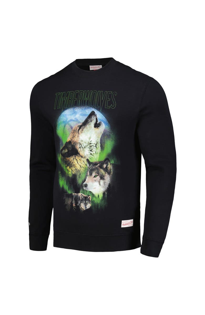 Mitchell & Ness Men's Mitchell & Ness Black Minnesota Timberwolves Moon Pullover Sweatshirt, Alternate, color,