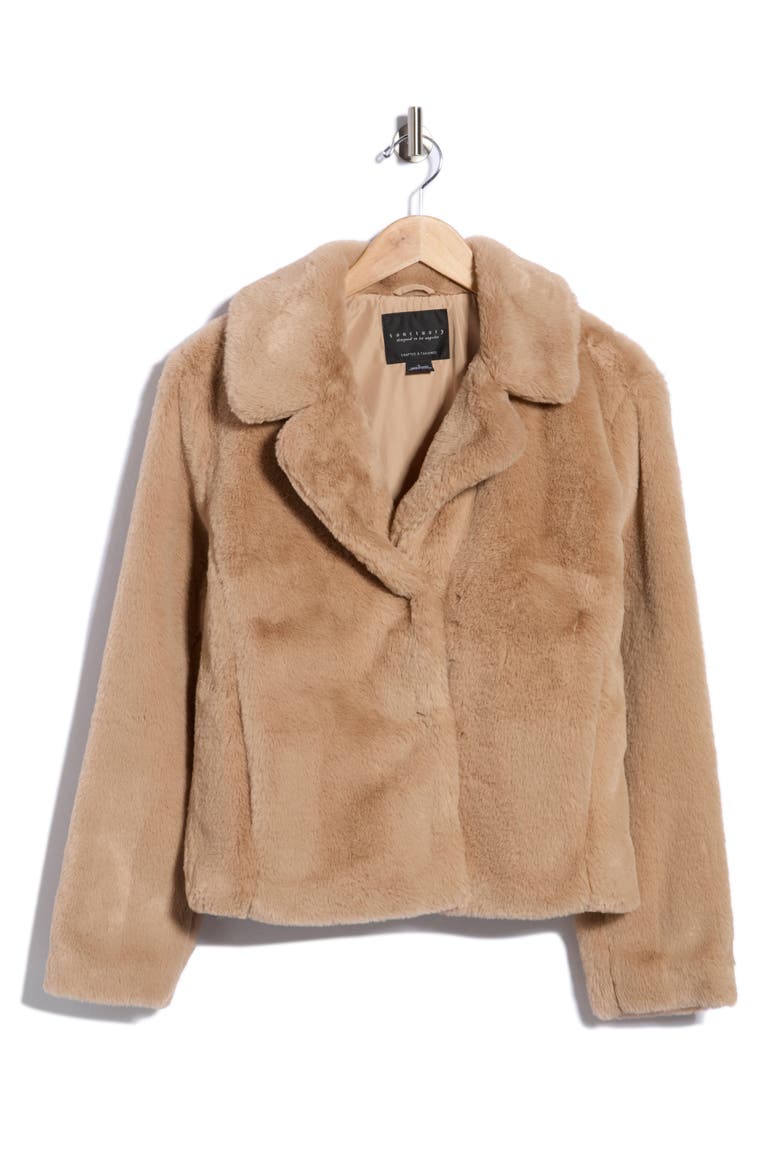 Faux Fur Jacket, Alternate, color, SUNSTONE BROWN