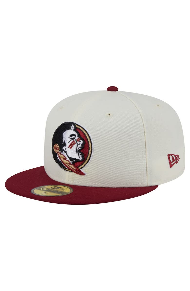 New Era Men's New Era Cream Florida State Seminoles Chrome 59FIFTY Fitted Hat, Main, color, 