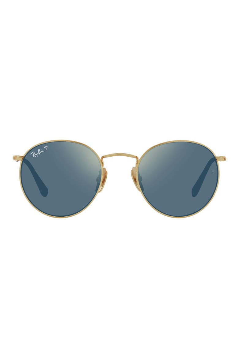 Titanium 50mm Gradient Round Sunglasses, Main, color, GOLD