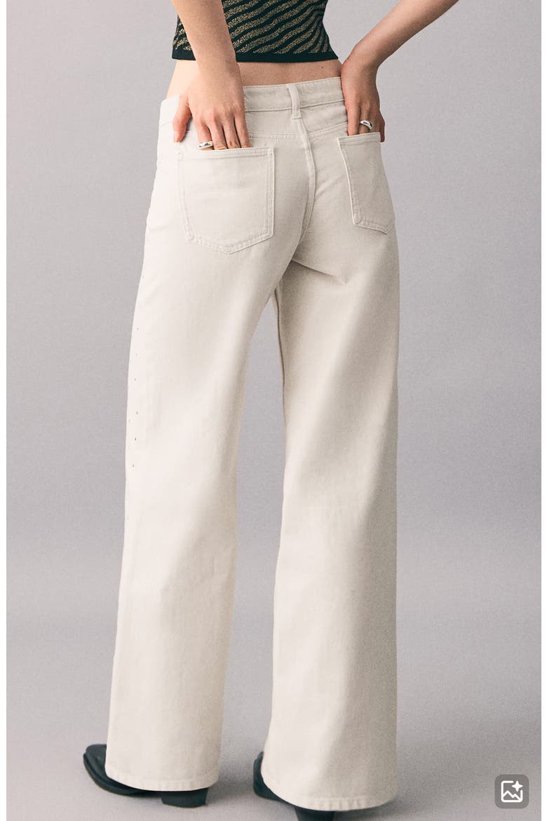 Crystal Embellished Low Rise Wide Leg Jeans, Alternate, color, LIGHT/ PASTEL GREY