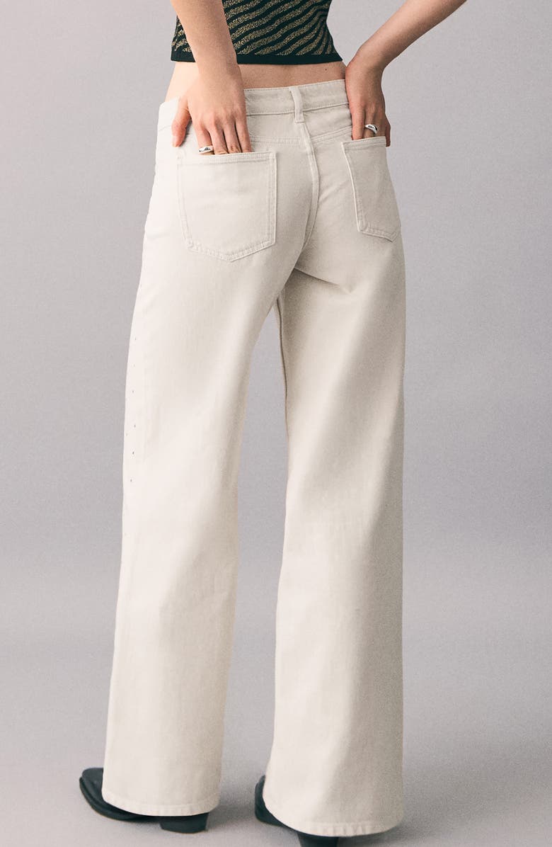 MANGO TEEN Crystal Embellished Low Rise Wide Leg Jeans, Alternate, color, Light/ Pastel Grey