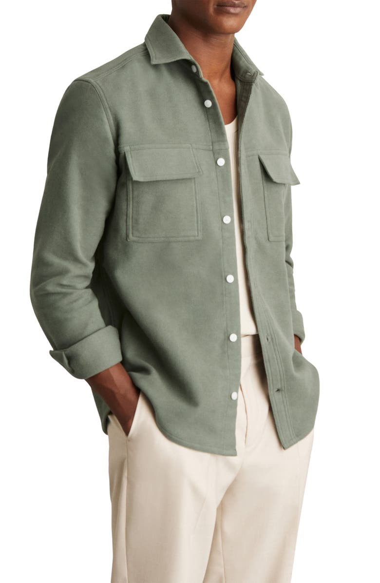 Reiss Camber Cotton Moleskin Overshirt, Alternate, color, Green