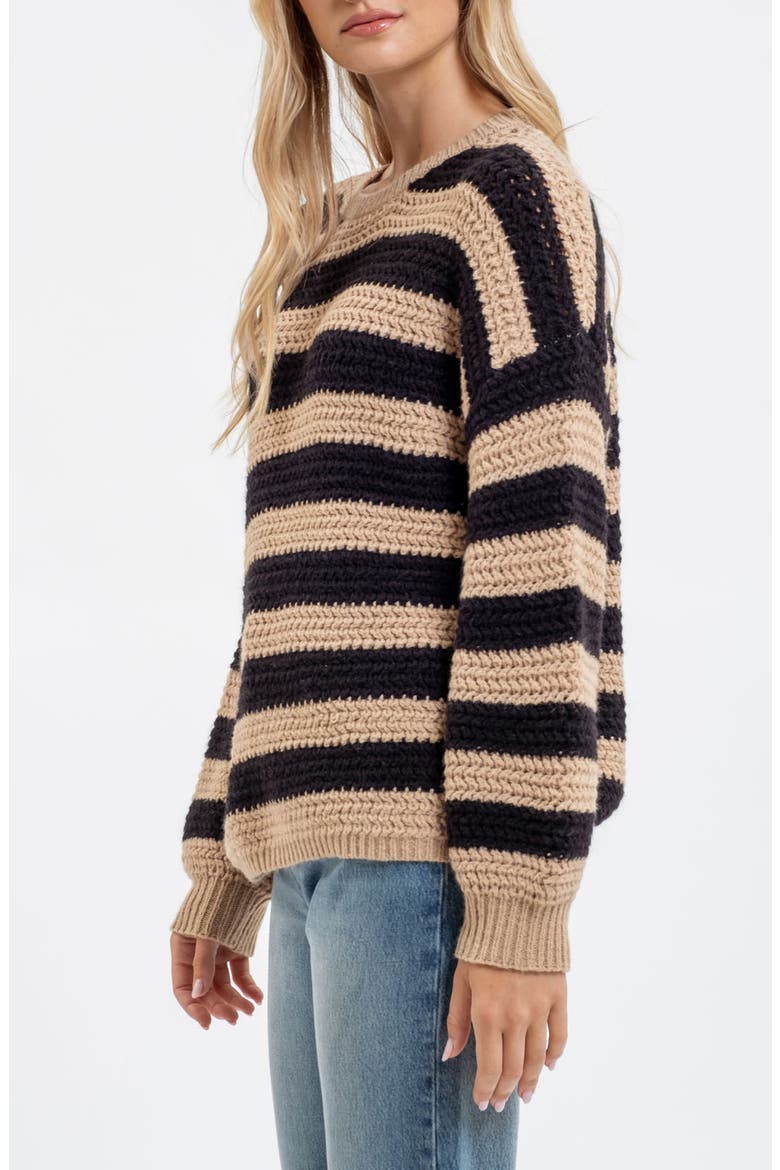 Relaxed Stripe Pullover Sweater, Alternate, color, TAUPE