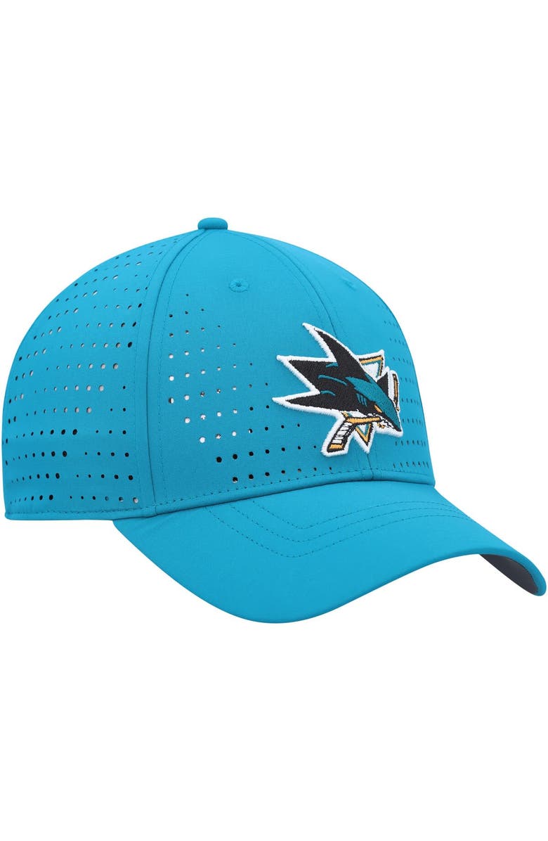 adidas Men's adidas Teal San Jose Sharks Laser Perforated AEROREADY Adjustable Hat, Alternate, color,