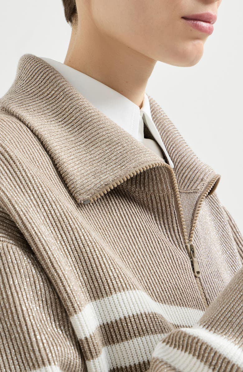 Brunello Cucinelli Sparkling cotton cardigan, Alternate, color, Beige