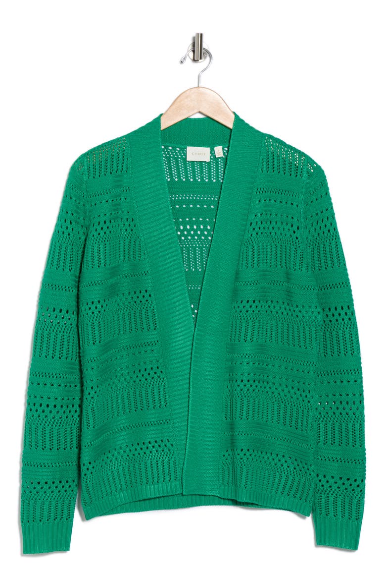 Open Stitch Cardigan, Alternate, color, GREEN JELLY BEAN