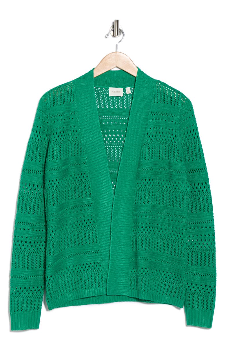 CYRUS Open Stitch Cardigan, Alternate, color, Green Jelly Bean