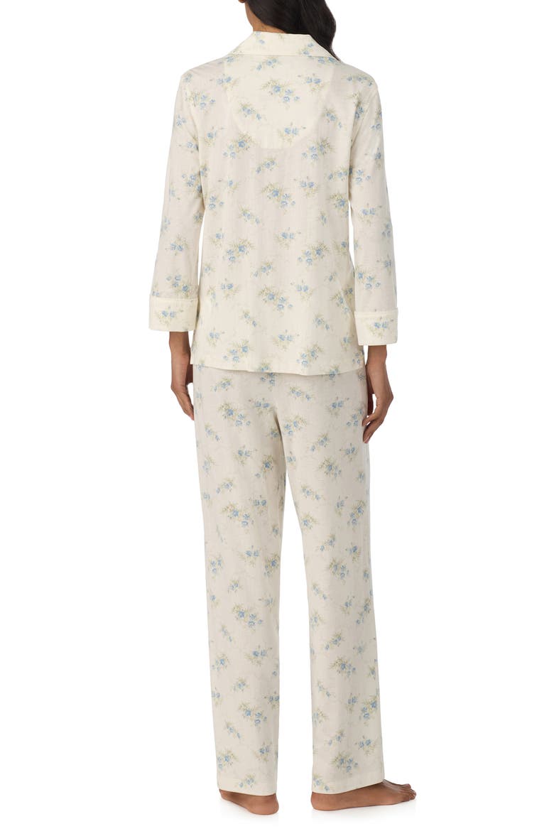 Print Cotton Blend Pajamas, Alternate, color, BLUE FLORAL