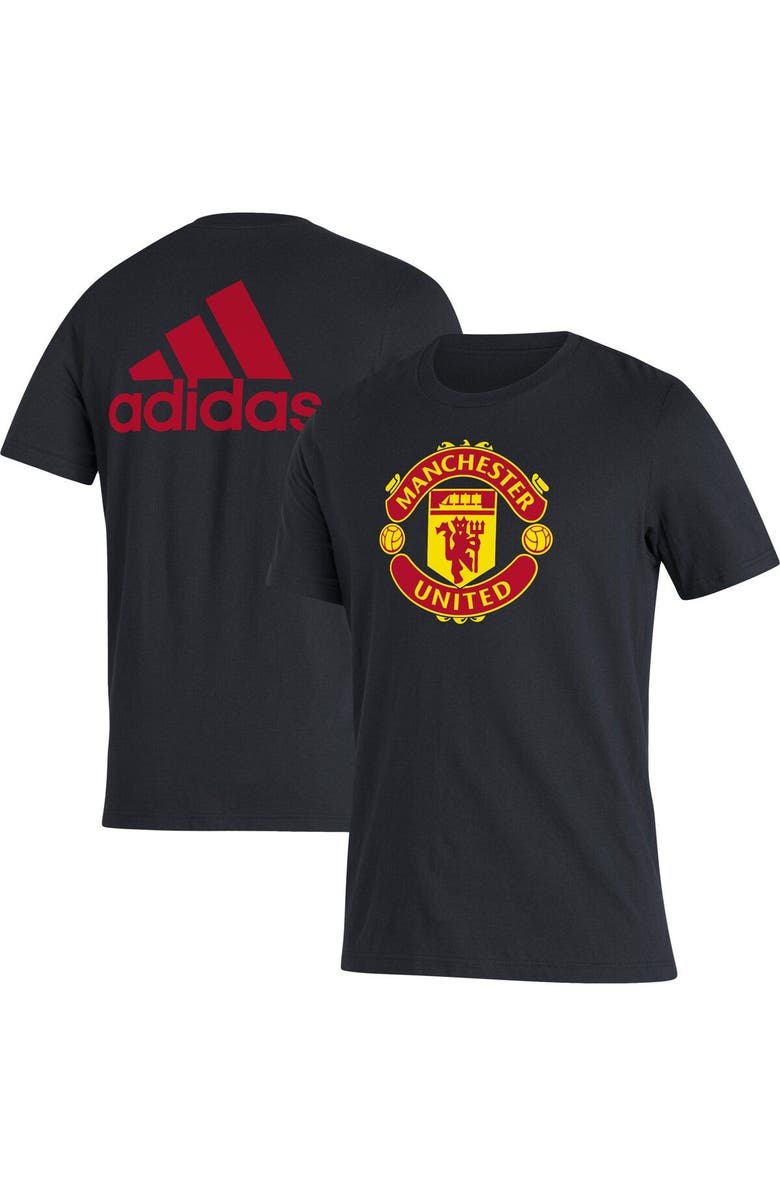 adidas Men's adidas Black Manchester United Three-Stripe T-Shirt, Alternate, color,