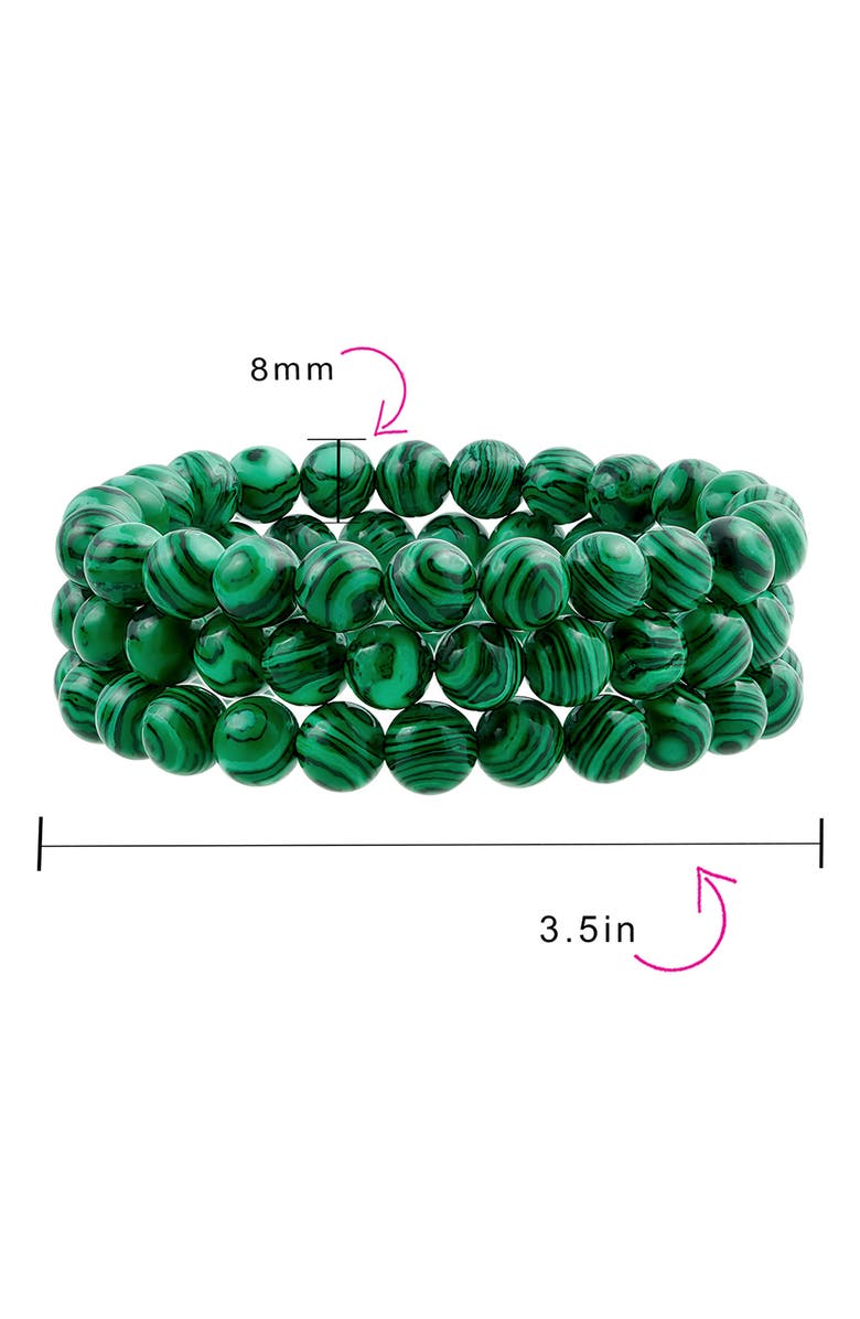 BLING JEWELRY Set of 3 Semiprecious Stone Beaded Stretch Bracelets, Alternate, color, Malachite
