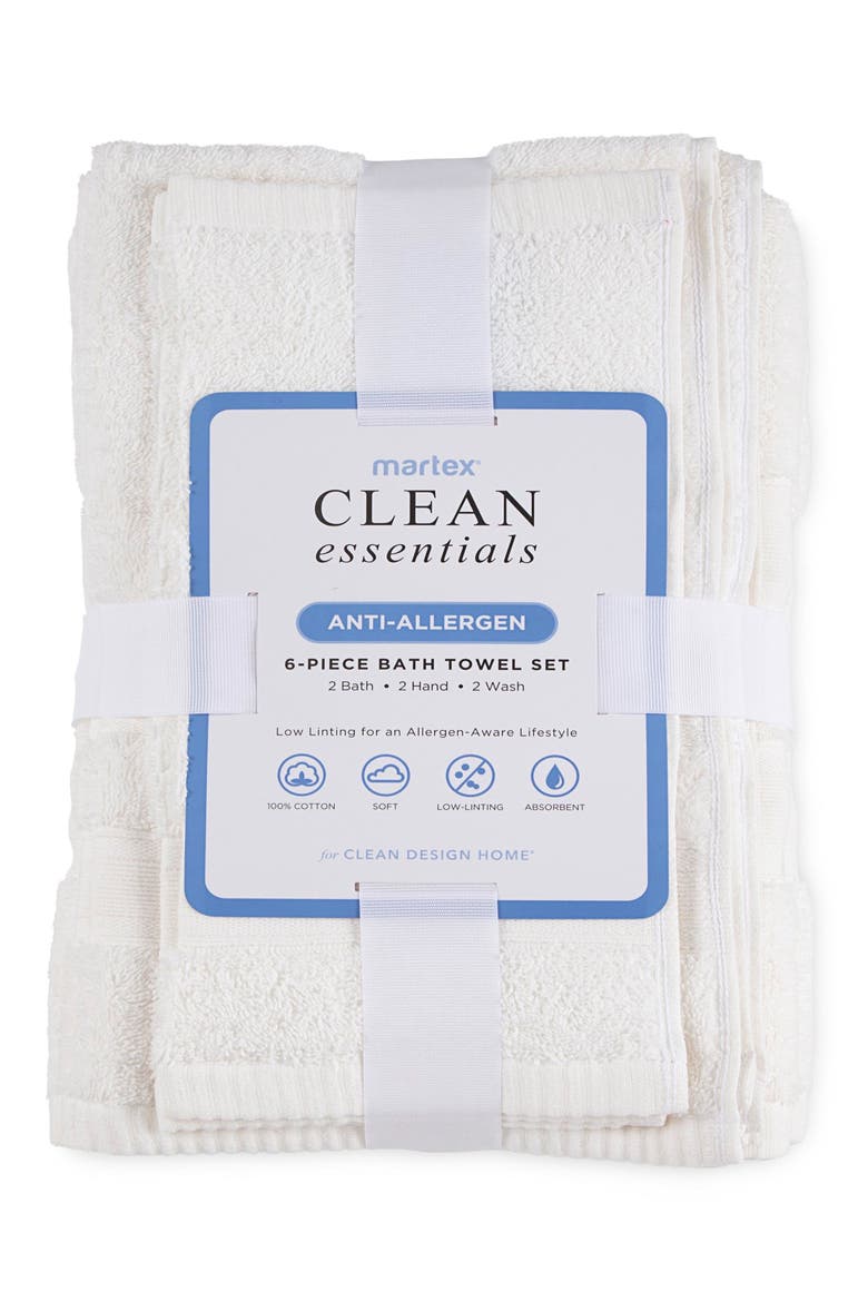 Low Lint 6-Pack Bath Towel Set, Alternate, color, CLOUD WHITE