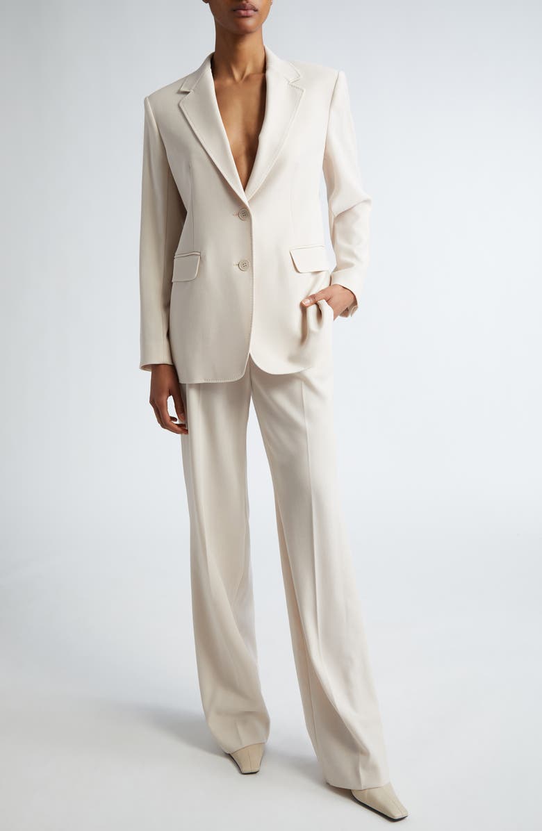 Max Mara Studio Quasar Virgin Wool Gabardine Wide Leg Pants, Alternate, color,