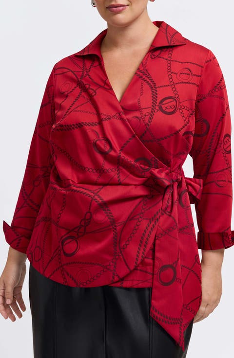 Salina Print Wrap Shirt (Plus)