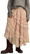 Lucky Brand Asymmetric Tiered Tulle Midi Skirt