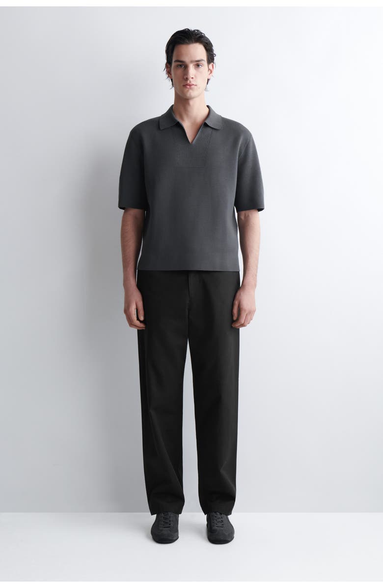 COS Milano-Knit Cotton Polo Shirt, Alternate, color, Dark Gray
