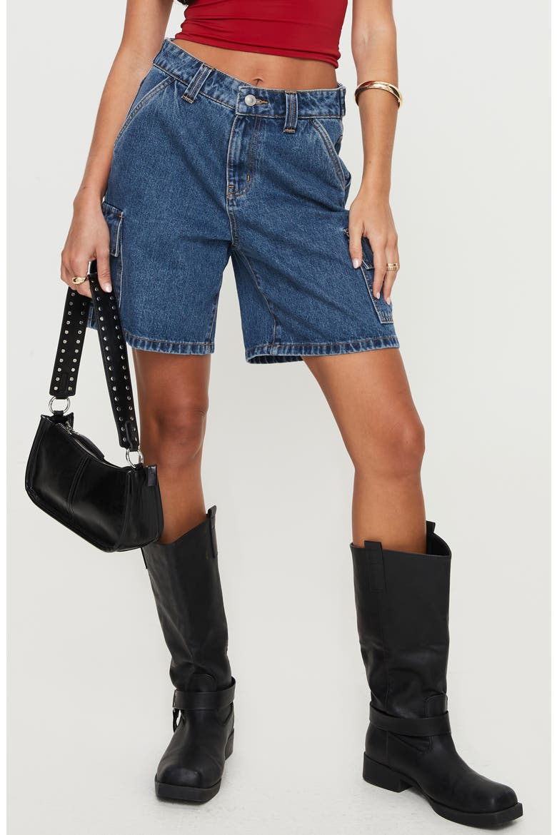 Mika Denim Cargo Bermuda Shorts, Main, color, BLUE