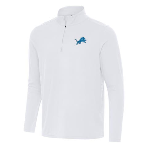 Men's Antigua White Detroit Lions Intent Quarter-Zip Pullover Top