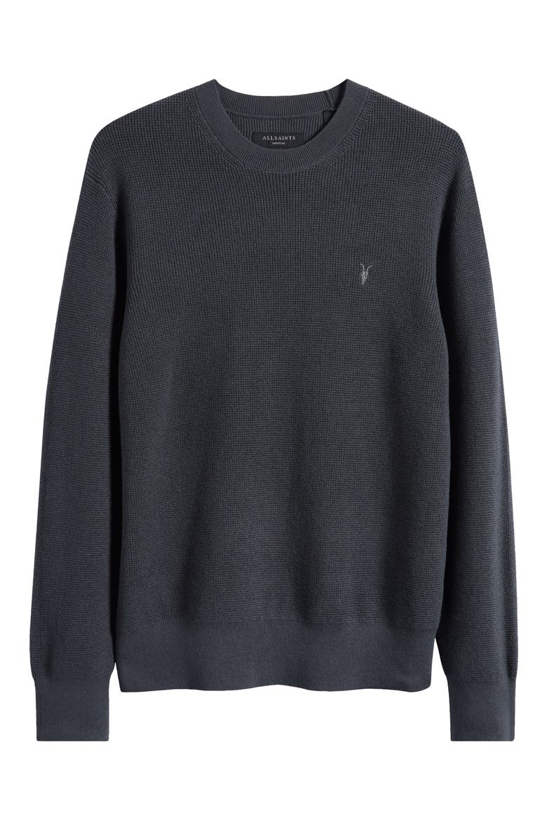 Oversize Cotton & Wool Waffle Crewneck Sweater, Alternate, color, BOND BLUE
