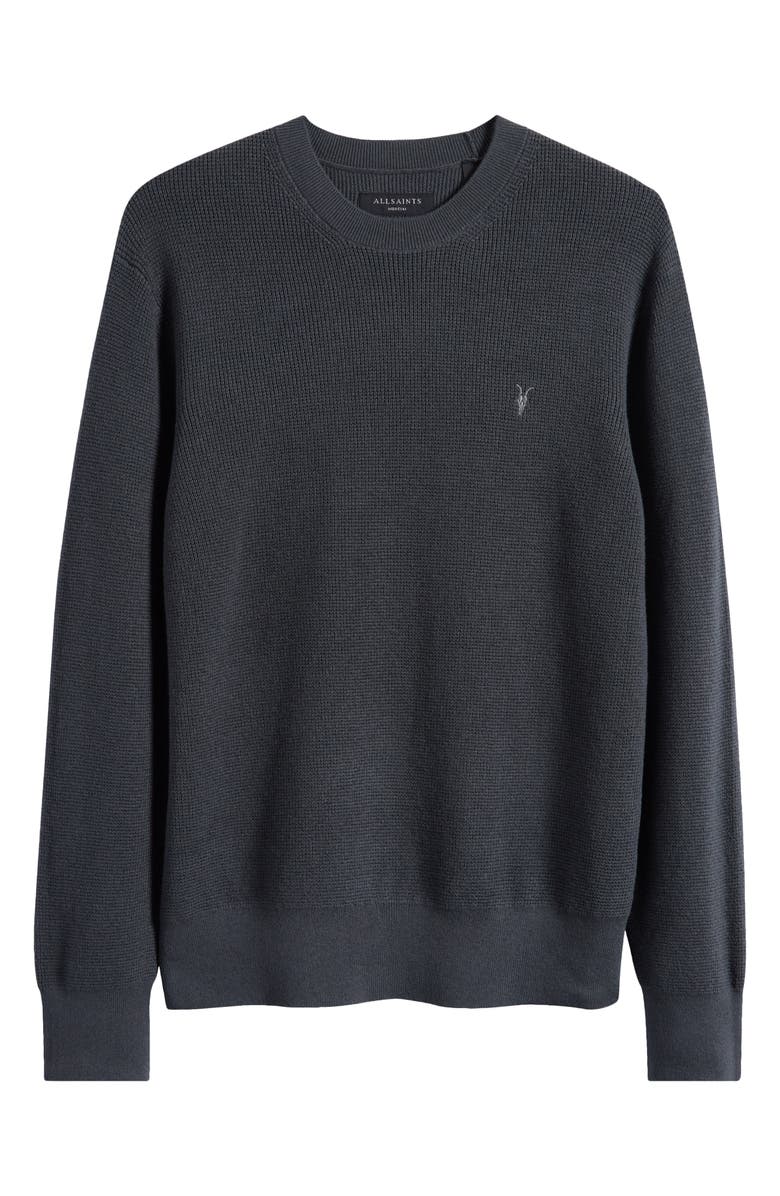 AllSaints Oversize Cotton & Wool Waffle Crewneck Sweater, Alternate, color, Bond Blue