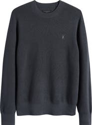 AllSaints Oversize Cotton & Wool Waffle Crewneck Sweater