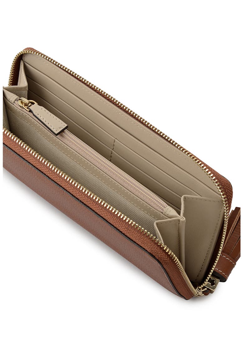 Noble Alley Large Zip Leather Wallet, Alternate, color, COGNAC