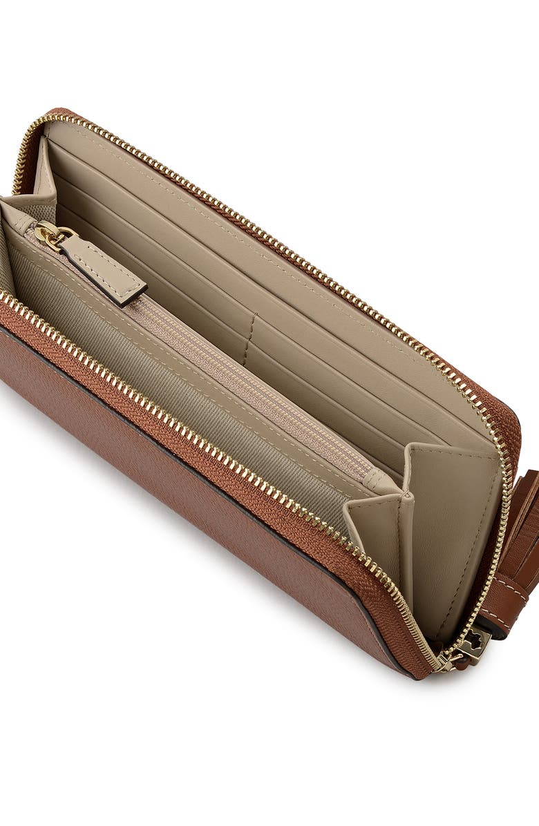 Radley Noble Alley Large Zip Leather Wallet, Alternate, color, Cognac