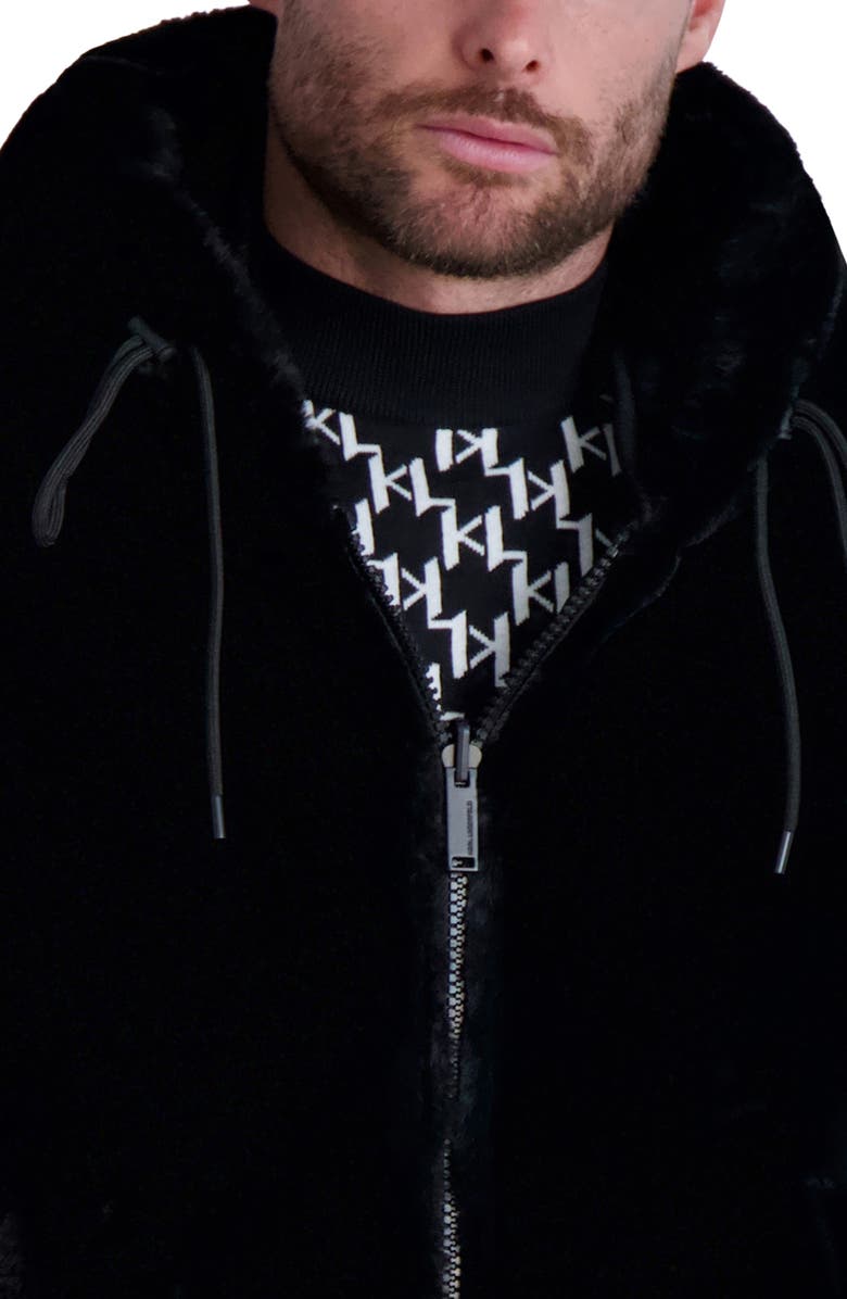 KARL LAGERFELD PARIS Reversible Faux Fur Hooded Bomber Jacket, Alternate, color,